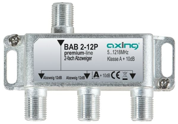 Axing BAB 2-12P, Kabelfordeler, 5 - 1218 Mhz, Grå, A, 12 dB, F