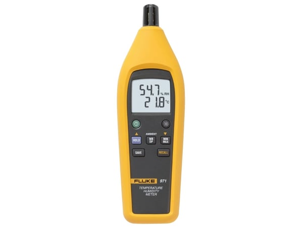 Fluke 971, temperatur- og luftfuktighetsmåler, -20 - 60 °C, 0,5 °C, 5 - 95 %, 2,5 %, svart, gul