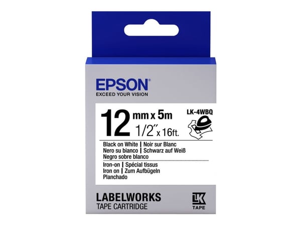 Epson LabelWorks LK-4WBQ - Svart på hvitt - Rull (1,2 cm x 5 m) 1 kassett(er) merketape - for LabelWorks LW-1000, 300, 400, 600, 700, 900, K400, Z5...