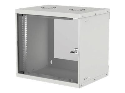 Intellinet Network Cabinet, Wall Mount (Basic), 9U, Usable Depth 500mm/Width 485mm, Grey, Flatpack, Max 50kg, Glass Door, 19", Parts for wall insta...