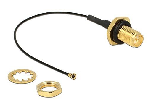 DeLOCK - Antennekabel - RP-SMA (hun) til MHF4 (han) - 10 cm - koaksial - sortti
