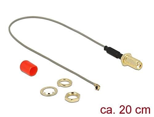 Delock - Antennekabel - SMA beholder til MHF/U.FL plugg - 20 cm - koaksial - grå