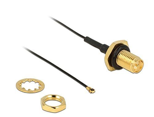 DeLOCK - Antennekabel - RP-SMA (hun) til MHF4 (han) - 20 cm - koaksial - sortti