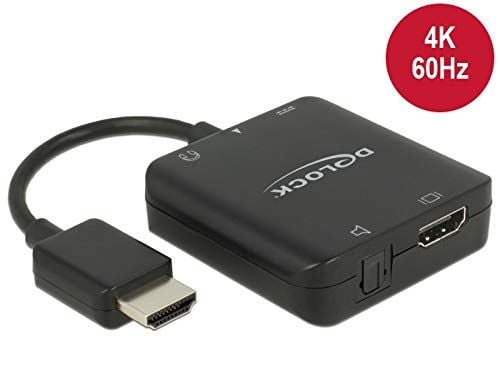 DeLOCK HDMI Audio Extractor 4K 60 Hz kompakt - HDMI lydsignal utvinning - svart