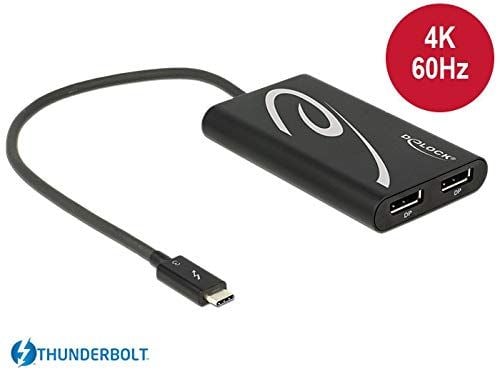 DeLOCK - Ekstern videoadapter - Thunderbolt 3 - 2 x DisplayPort - sort