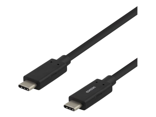 DELTACO USBC-1054M - USB-kabel - USB-C (hann) til USB-C (hann) - USB 3.1 Gen 1 - 3 A - 1 m - USB Power Delivery (3A, 60W) - svart