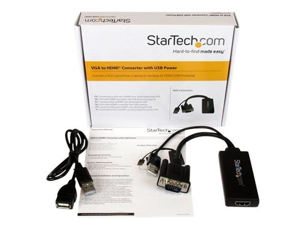 StarTech.com VGA2HDU, 1920 x 1080 pikseliä, Musta, Micro Silicon - MS9282, Aktiivinen videomuunnin, 0 - 60 °C, -10 - 70 °C