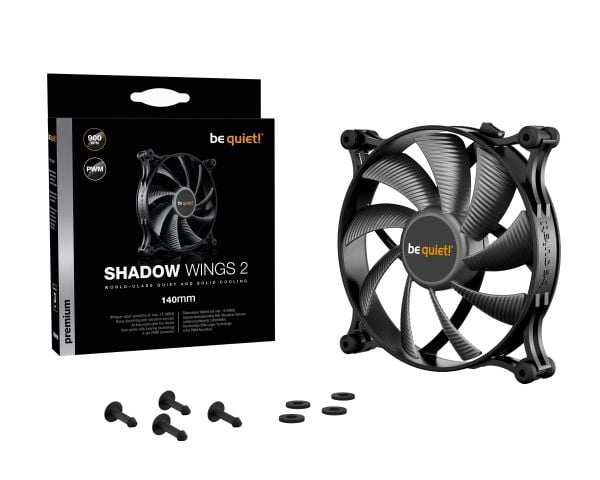 be quiet! Shadow Wings 2 PWM - Kabinet-blæser - 140mm - 900 rpm - 14,9 dB - 49,8 kubikfod/min