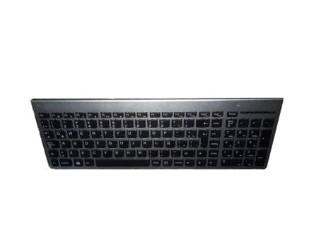 Lenovo 25216035, Full størrelse (100 og), Trådløs, RF kabel-fri, AZERTY, Sort, Grå, Metallisk