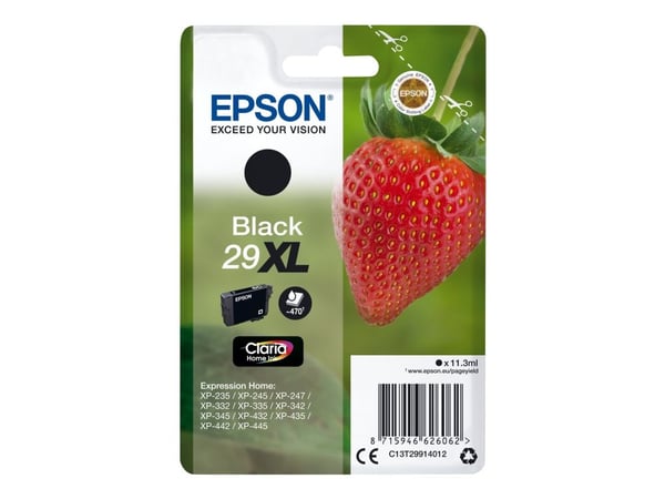 Epson 29XL - 11.3 ml - XL - svart - original - blære med RF/lyd-alarm - blekkpatron - for Expression Home XP-235, 245, 247, 255, 332, 335, 342, 345...