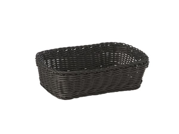 Brødkurv 26.5x19xH7 cm Rektangulær Kraftig flet PP Sort,stk