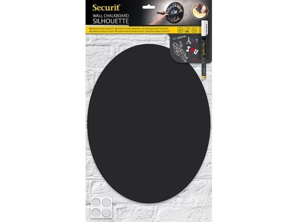 Securit FB-OVAL, 300 x 500 mm, Melamine, Harpiks, Velcro mappe, Svart