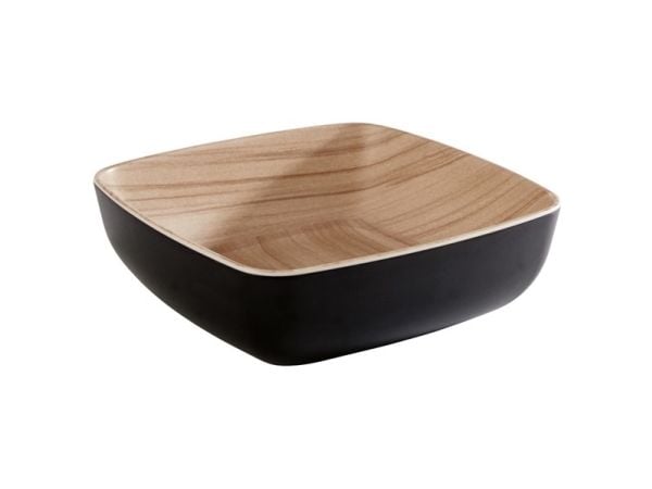 Skål Frida 0.85 ltr 16.5x16.5x5.5 cm Melamin Sort/Trælook,stk