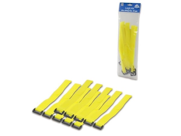 LogiLink - Kaapeliputki - 30 cm - gul (pakkaus 10 kpl)