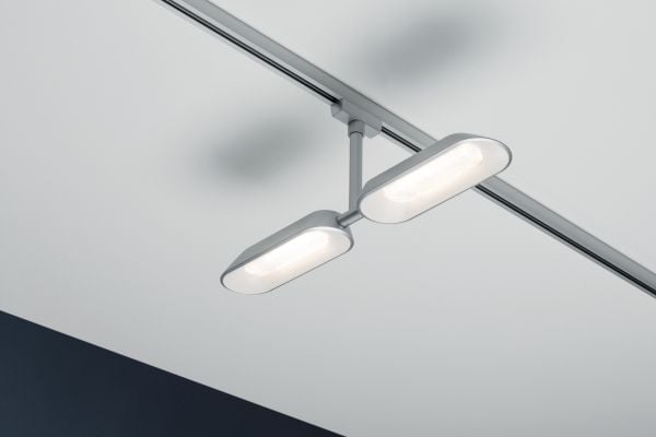 Paulmann 954.69, Spotlight på skinne, 2 ampuller, LED, 2700 K, 652 lm, Kromfarget, Hvit