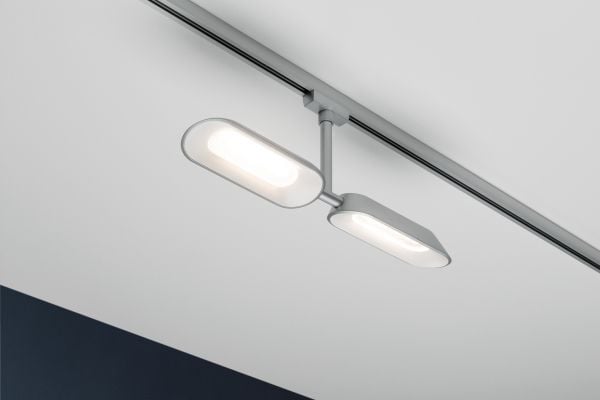 Paulmann 954.69, Spotlight på skinne, 2 ampuller, LED, 2700 K, 652 lm, Kromfarget, Hvit