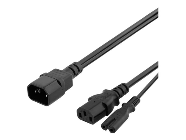 DELTACO DEL-109Y - Strøm-splitter - IEC 60320 C14 til power IEC 60320 C13, power IEC 60320 C7 - 20 cm - 20 cm