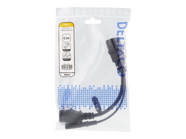 DELTACO DEL-109Y - Strøm-splitter - IEC 60320 C14 til power IEC 60320 C13, power IEC 60320 C7 - 20 cm - 20 cm