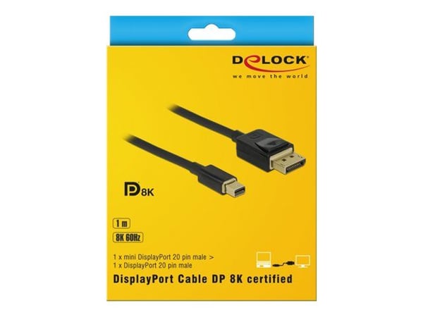 Delock - DisplayPort-kabel - DisplayPort hann til Mini DisplayPort hann - 1 m - svart - 8K-støtte