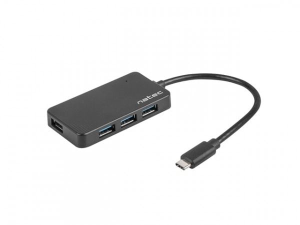 NATEC Silkworm, USB 2.0 Type-C, USB 3.2 Gen 1 (3.1 Gen 1) Type-A, 5000 Mbit/s, Musta, 0,15 m, USB