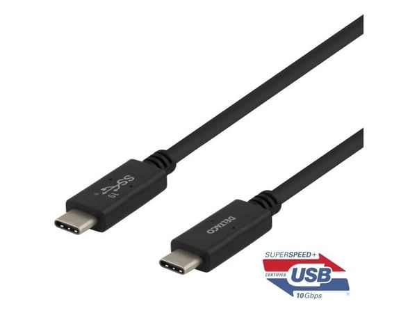 DELTACO USB-C - USB-C cable, 0.5 m, USB 3.1 Gen 2, E-marker chipset, 10