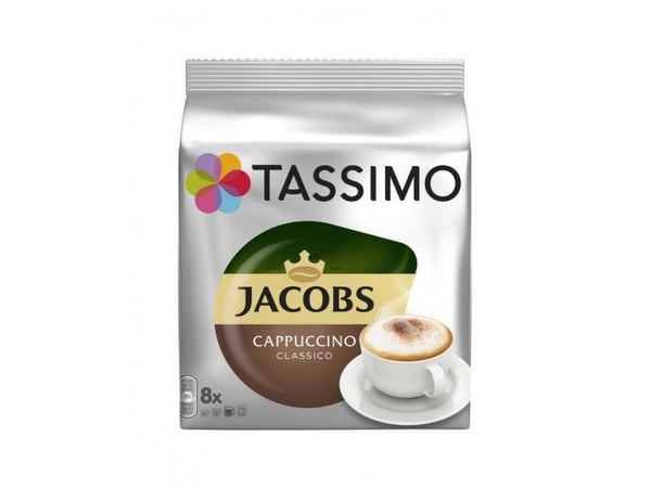 Kavos kapsler Tassimo Cappuccino Classico (kompatibel med Bosch Tassimo kapsel kaffemaskiner), 8+8 stk