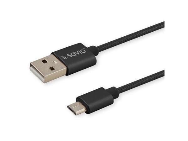 SAVIO CL-129 - USB-kaapeli - USB-C (uros) - USB (uros) - USB 2.0 - 2,1 A - 2 m - musta - musta