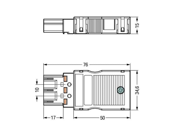 Wago 770-113, Pinniliitin, Suora, Uros, 250 V, Musta