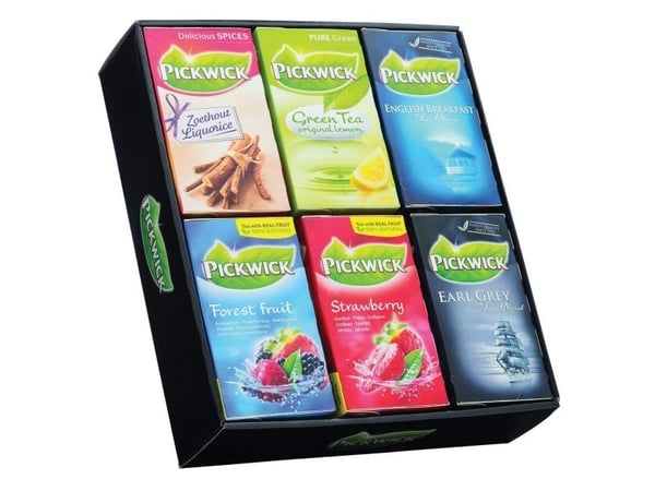 Te, Pickwick Sortiment display, med 6 stk a de 6 mest populære varianter