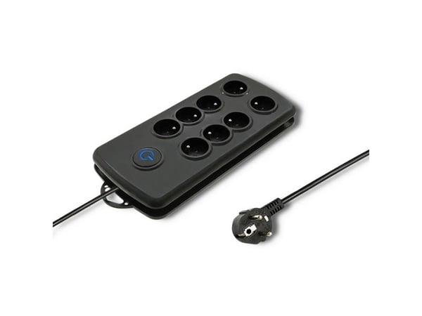 Qoltec Quick Switch - Overspenningsavleder - AC 230 V - 3500 watt - utgangskontakter: 8 - 2.5 m kabel - svart