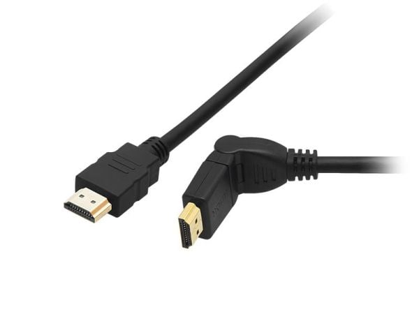 Blow - HDMI-kabel - HDMI hann rett til HDMI hann dreining - 3 m - svart - 1080p-støtte