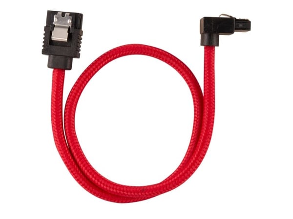 CORSAIR - SATA-kabel - Serial ATA 150/300/600 - SATA (hann) rett, låst til SATA (hann) høyrevinklet - 30 cm - rød (en pakke 2)