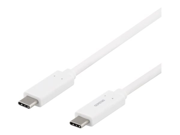 DELTACO - USB-kabel - USB-C (hann) til USB-C (hann) - 1 m - hvit