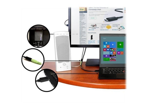 StarTech.com 6 ft / 2m DisplayPort to VGA Adapter Cable with Audio - DisplayPort-sovitin - DisplayPort (han) til DB-15, stereo mini-jackstik, Micro...
