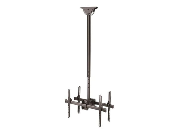 StarTech.com Dual TV Ceiling Mount, Back-to-Back Heavy Duty Hanging Dual Screen Mount with Adjustable Telescopic 3.5' to 5' Pole, Tilt/Swivel/Rotat...