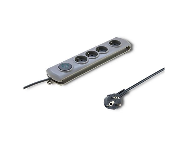 Qoltec - Strømstødsbeskytter - AC 230 V - 3680 Watt - output-stikforbindelser: 4 - 2.5 m ledning - grå