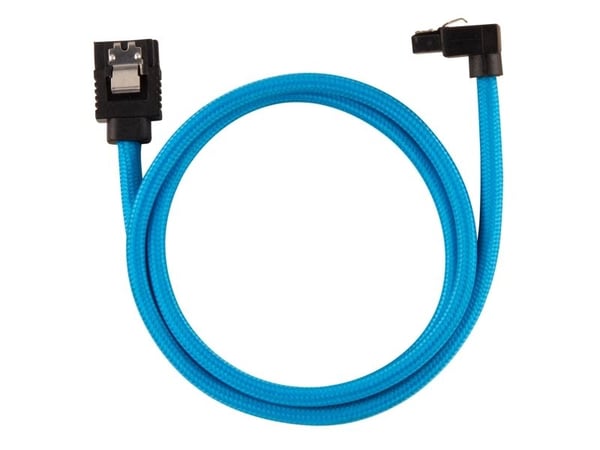 CORSAIR - SATA-kabel - Serial ATA 150/300/600 - SATA (han) lige, haspet til SATA (han) vinklet - 60 cm - blå (pakke med 2)