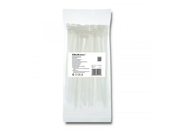 Qoltec 52215, Tikasmallinen johdinside, Nailon, Valkoinen, CE, 20 cm, 7,2 mm