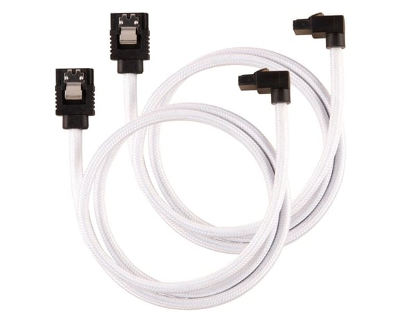 CORSAIR - SATA-kabel - Serial ATA 150/300/600 - SATA (hane) rak, låst till SATA (hane) högervinklad - 60 cm - vit (paket om 2)