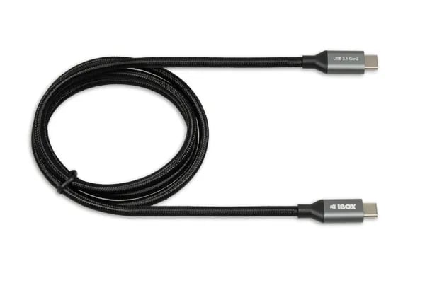 iBOX - USB-kabel - USB-C (hann) til USB-C (hann) - USB 3.1 Gen 2 - 5 A - 1 m - svart