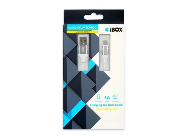 iBOX IKUMTCWQC - USB-kabel - USB-C (hann) til USB (hann) - USB 2.0 - 3 A - 1.5 m - hvit
