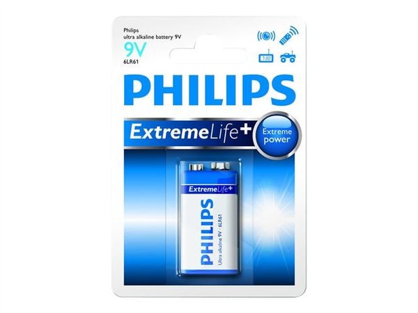 Philips ExtremeLife+ 6LR61E1B - Batteri 9V - alkaliskt