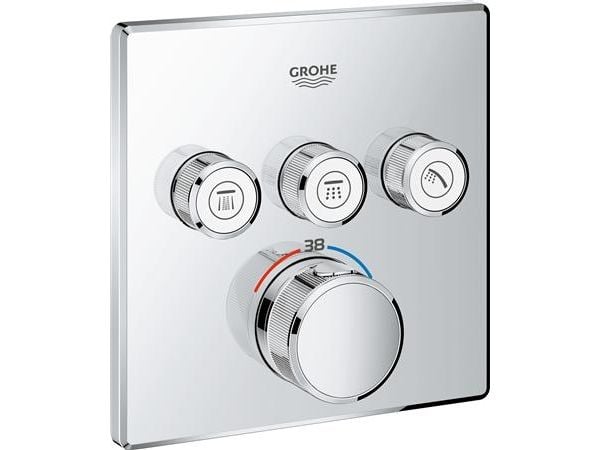 GROHE 29126000, Badekar og dusj, Roterende ventiler, Stål, Kromfarget