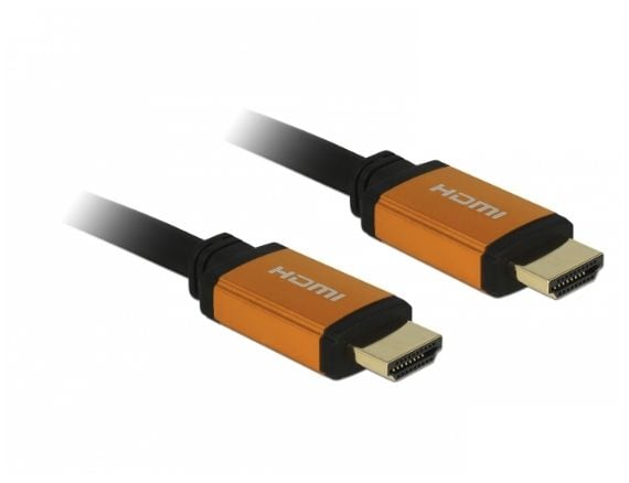 Delock - HDMI-kabel - HDMI hann til HDMI hann - 1 m - trippel beskyttelse - svart, gull - 8K-støtte
