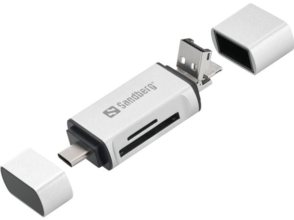 Sandberg - Kortleser (microSD, SD) - micro USB / USB / USB-C