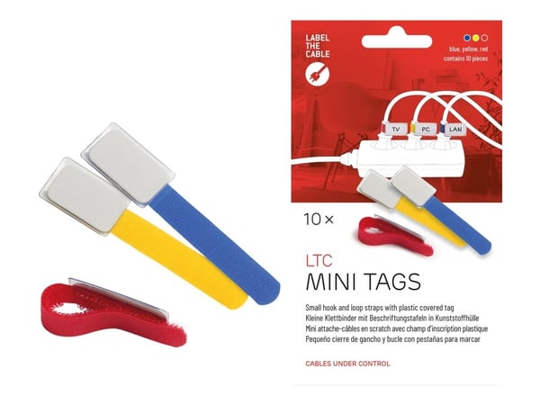 LTC MINI TAGS - Johdin/kaapelimerkki - 9 cm - sininen, keltainen, punainen (10 kpl:n pakkaus)