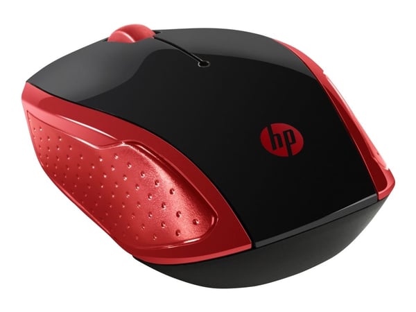 HP 200 - Mus - høyre- og venstrehåndet - optisk - trådløs - 2.4 GHz - USB trådløs mottaker - rød