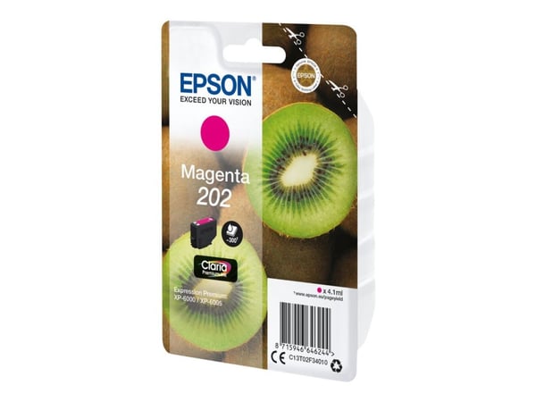 Epson Kiwi Singlepack Magenta 202 Claria Premium Ink, Perusvärintuotto, Magenta, Väriainepohjainen muste, 4,1 ml, 1 kpl, 300 sivua