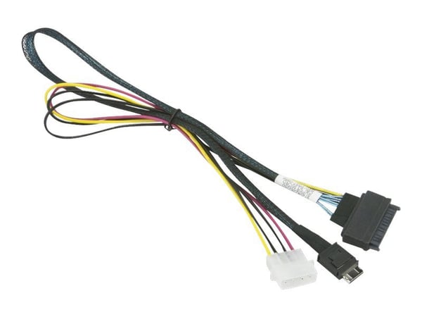 Supermicro - SAS internt kabel - OCuLink (han) till 4-PIN intern ström, U.2 (SFF-8639) (han) - 55 cm - haspet