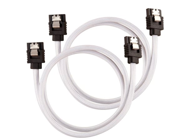 CORSAIR - SATA-kabel - Serial ATA 150/300/600 - SATA (hane) rak, låst till SATA (hane) rak, låst - 60 cm - vit (paket om 2)